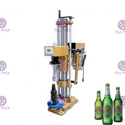 Semi Auto Sprankelende Drank het Vullen het Afdekken van het de Persbier van de Machine Handhand het Glasfles